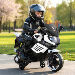 6V Kids Motorcycle with Headlights, Music, and Detachable Training Wheels