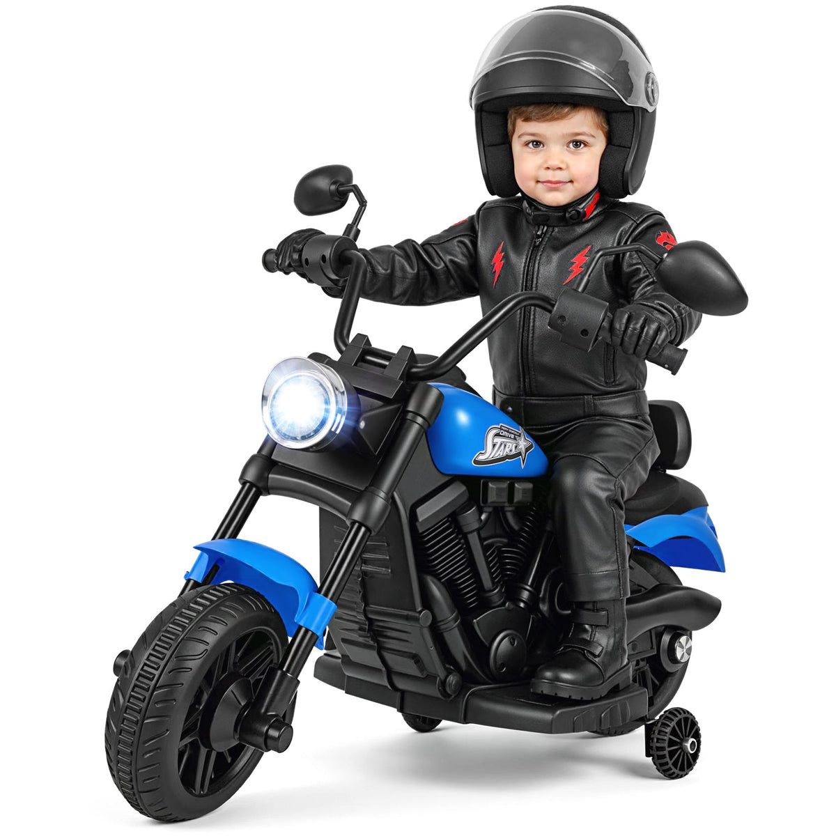 6V Kids Motorcycle with Headlight, Music, and Training Wheels