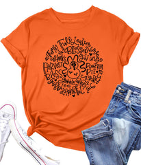 Women's Thanksgiving Turkey Graphic Short-Sleeve T-Shirt, Size L