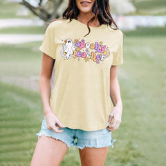 HALLOWEEN Women's Teacher Ghost Cartoon T-Shirt - Size L