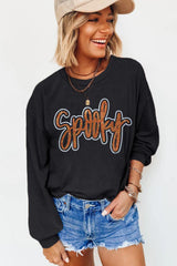 HALLOWEEN Women's 'Spooky' Rhinestone Drop Shoulder Graphic Sweatshirt