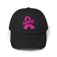Unisex 'Hope' Cancer Awareness Distressed Cap
