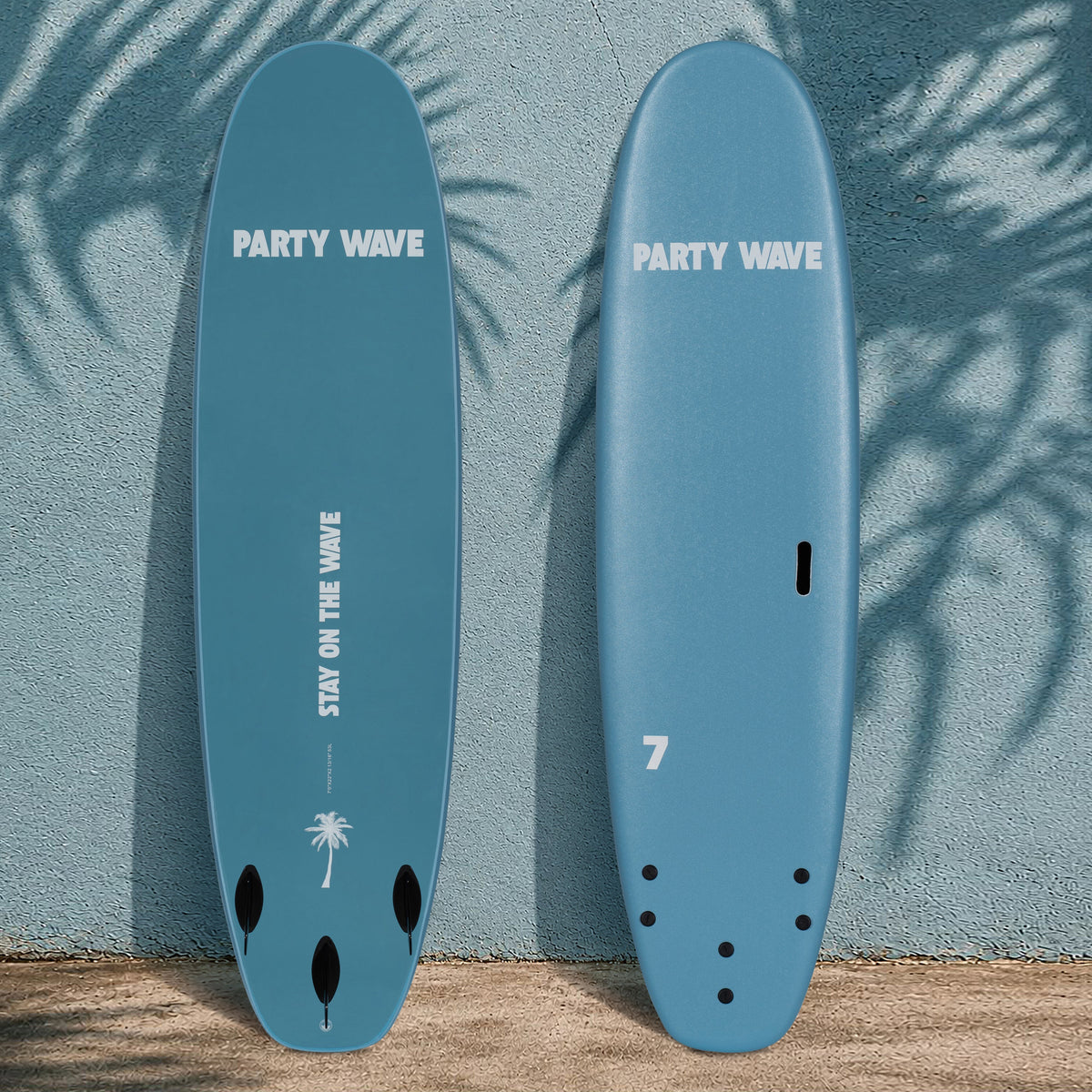 7 Foot Surfboard Trading Co. | Party Wave Soft Top Surfboard - Blue Steel