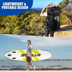 10 Foot Inflatable Stand Up Paddle Board, 6 Inches Thick with Backpack, Leash, Aluminum Paddle