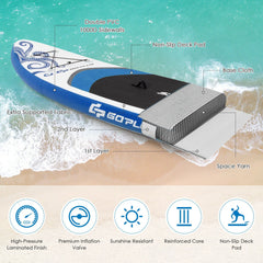 10.5-11 Foot Inflatable Paddle Board with Carry Bag