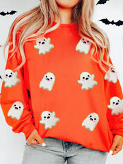 HALLOWEEN Women's Ghost Patched Pattern Sweatshirt