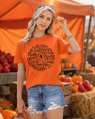 Women's Thanksgiving Turkey Graphic Short-Sleeve T-Shirt, Size L