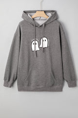 HALLOWEEN Women's Cute Ghost Print Mineral Wash Oversize Hoodie