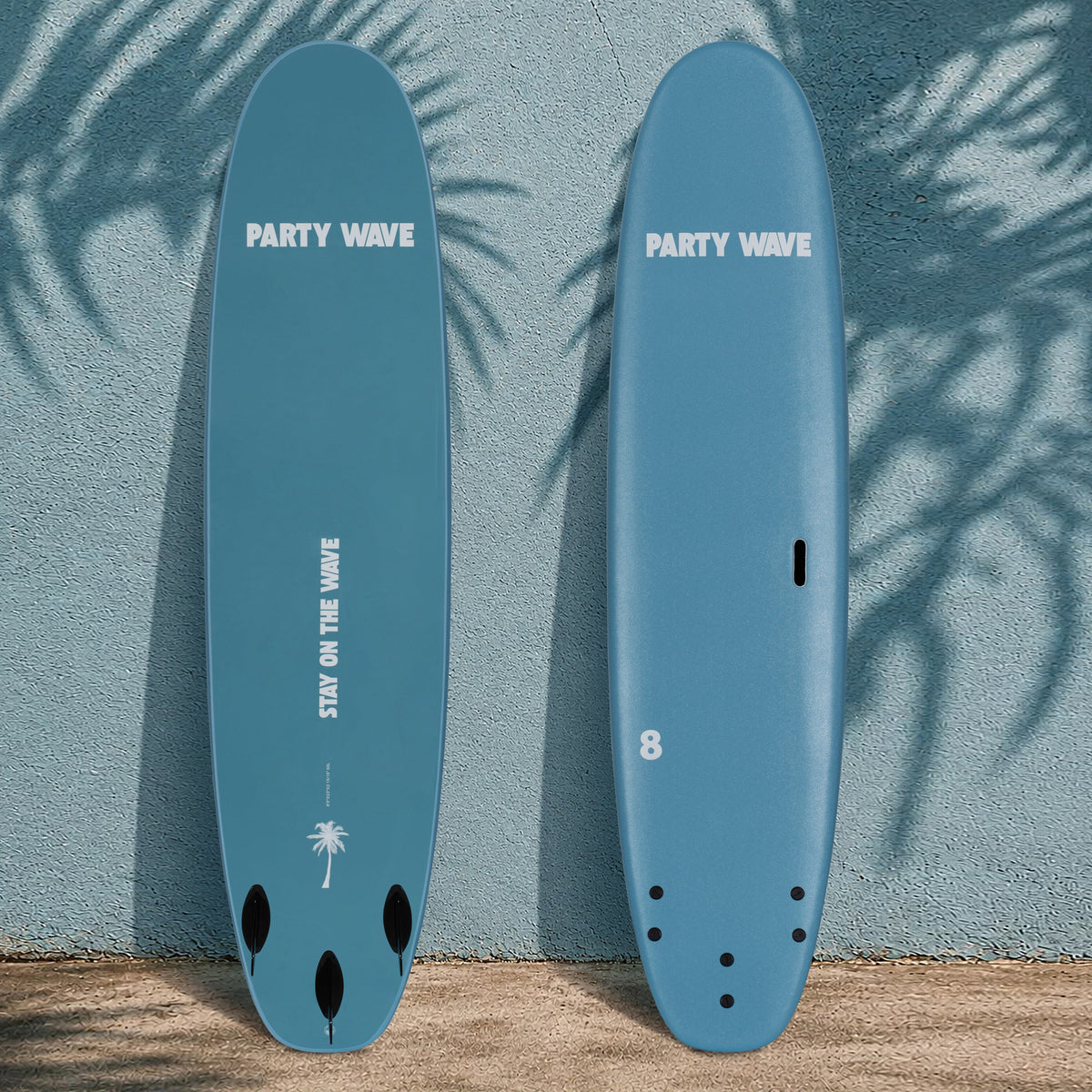 8 Foot Surfboard Trading Co. | Party Wave Soft Top Surfboard - Blue Steel