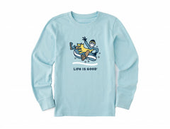 Kids Unisex Jake And Rocket Snow Tube Long Sleeve Crusher T-Shirt - Life Is Good