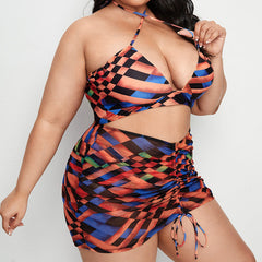 Women's Halter Plus Size Three Piece Bikini Set