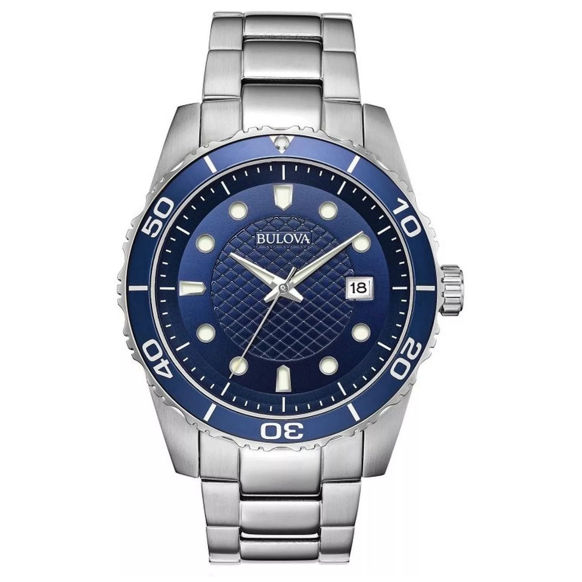 Bulova Men's Classic - Blue Dial, Silver Bracelet - 100m