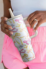 White Bow Print Stainless Steel Tumbler