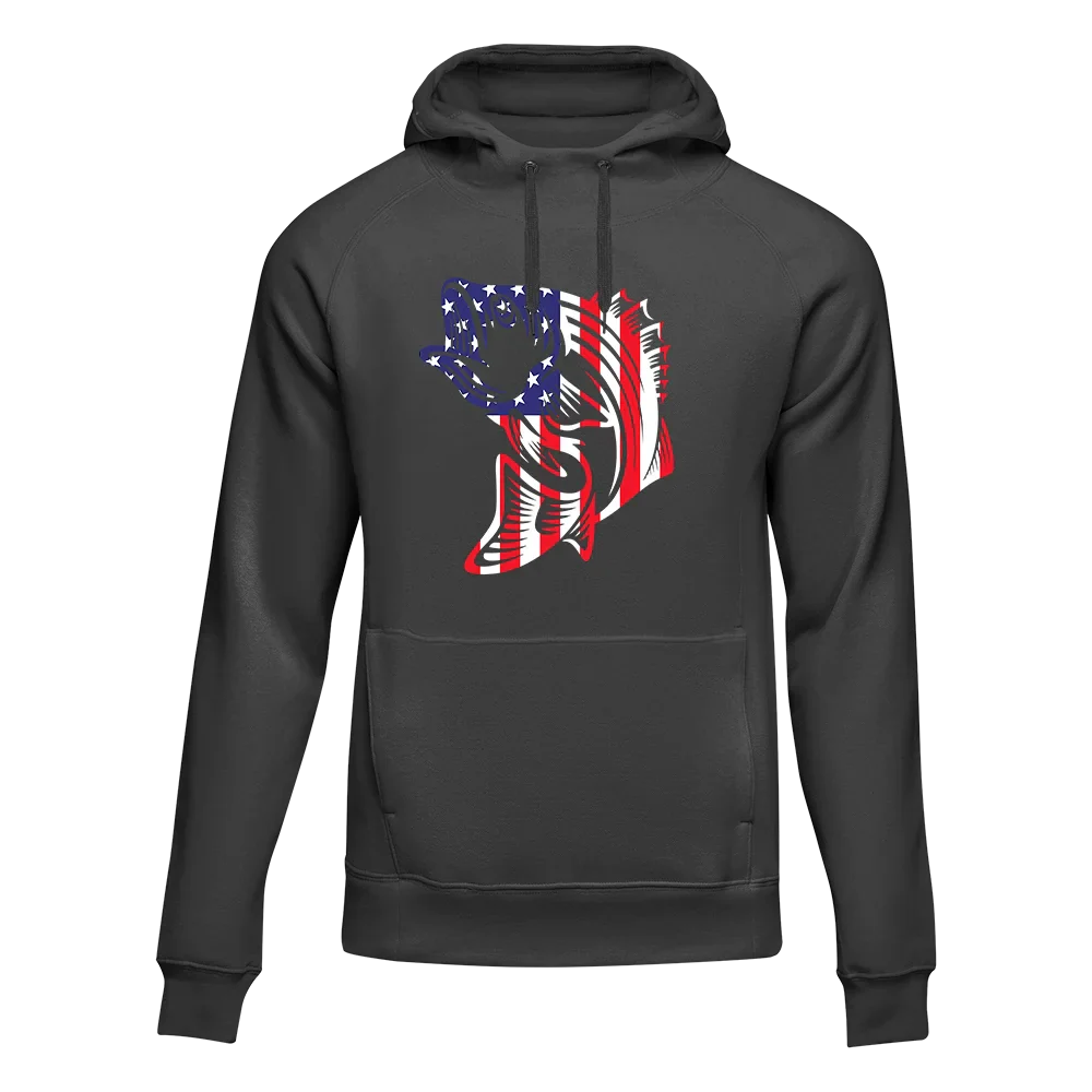 Outdoorzees Unisex American Flag Fish Hoodie