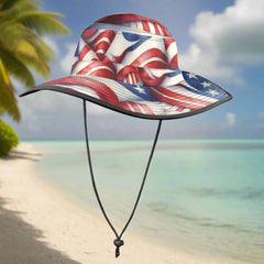 Unisex American Flags Wide Brim Bucket Hat
