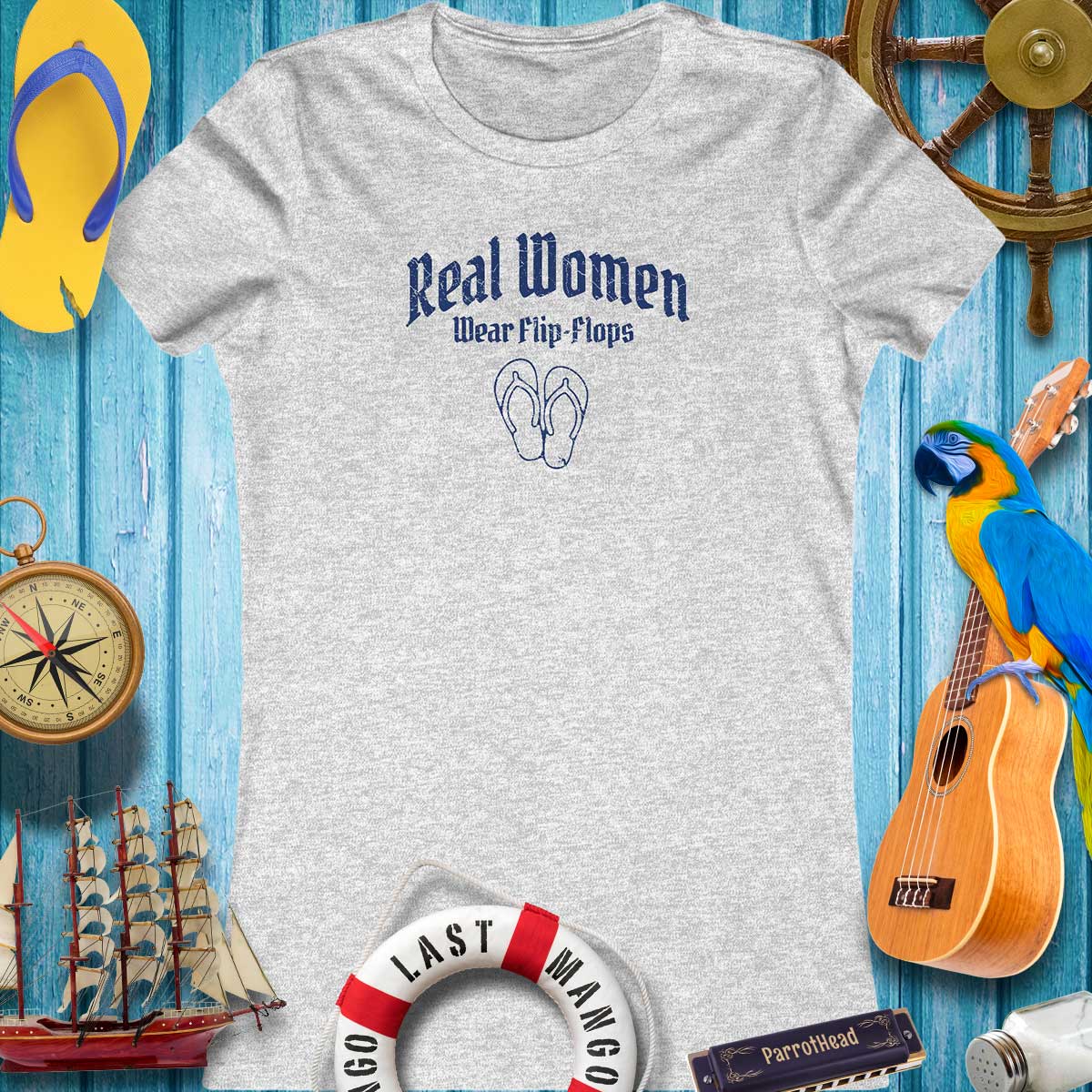 Women's 'Real Women Wear Flip-Flops' 🌴 Bella Canvas T-Shirt