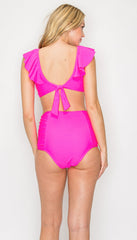 Women's High Waist Two-Piece Bikini Swimsuit - Pink