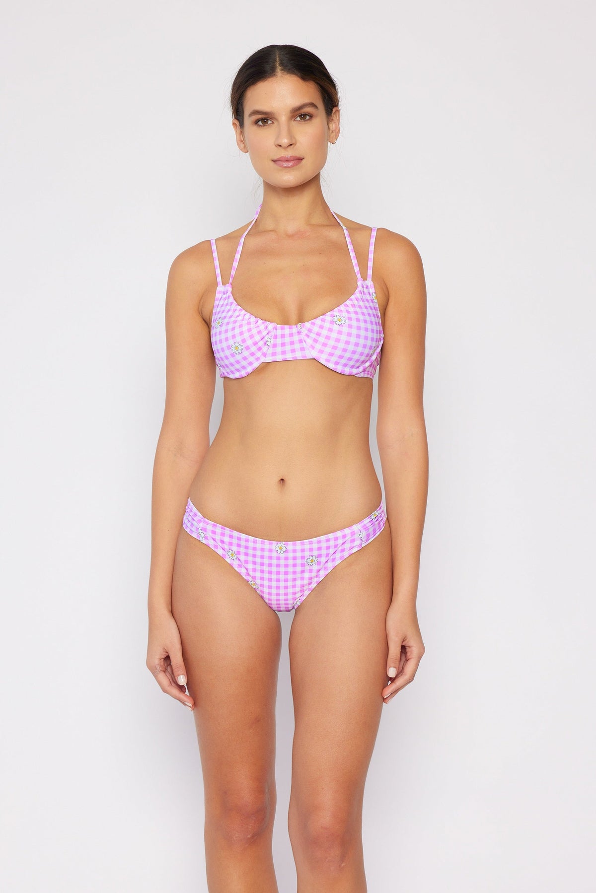 Women's Two-Piece Bikini Swimsuit - Gingham Daisy Berry