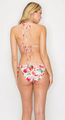 Women's Two-Piece Bikini Swimsuit - Flower Bouquet White