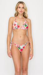 Women's Two-Piece Bikini Swimsuit - Flower Bouquet White