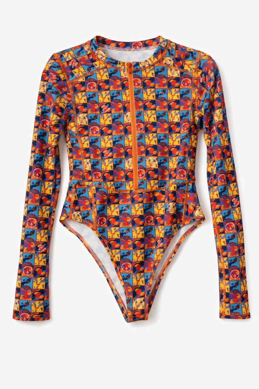 Women's 'Voyager' Zip-Front Long Sleeve Body Suit/Rash Guard One-Piece Swimsuit