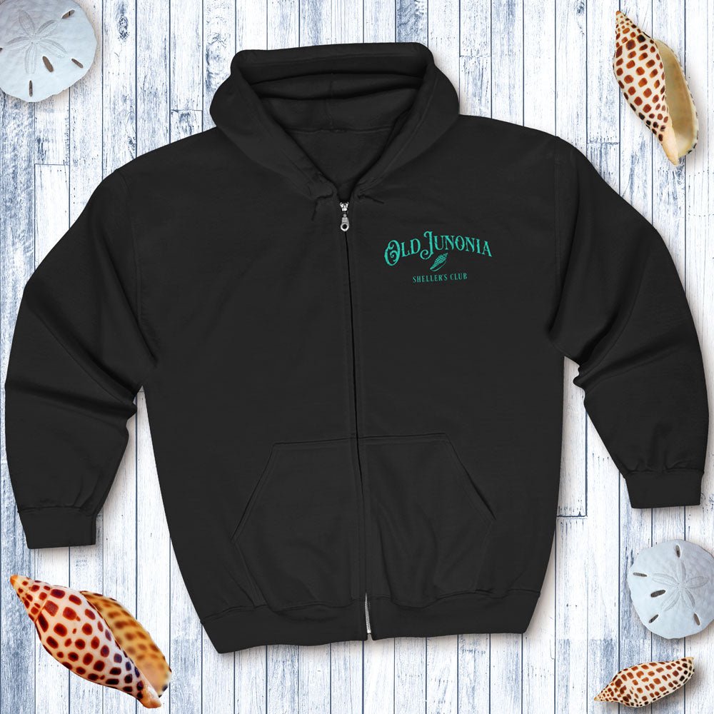 Unisex 'Old Junonia Sheller's Club' Zip Hoodie Sweatshirt - Shelling Clothes