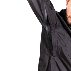 Dry Pocket Black Fin - Unisex Black Waterproof Rain Jacket With A Waterproof Pocket