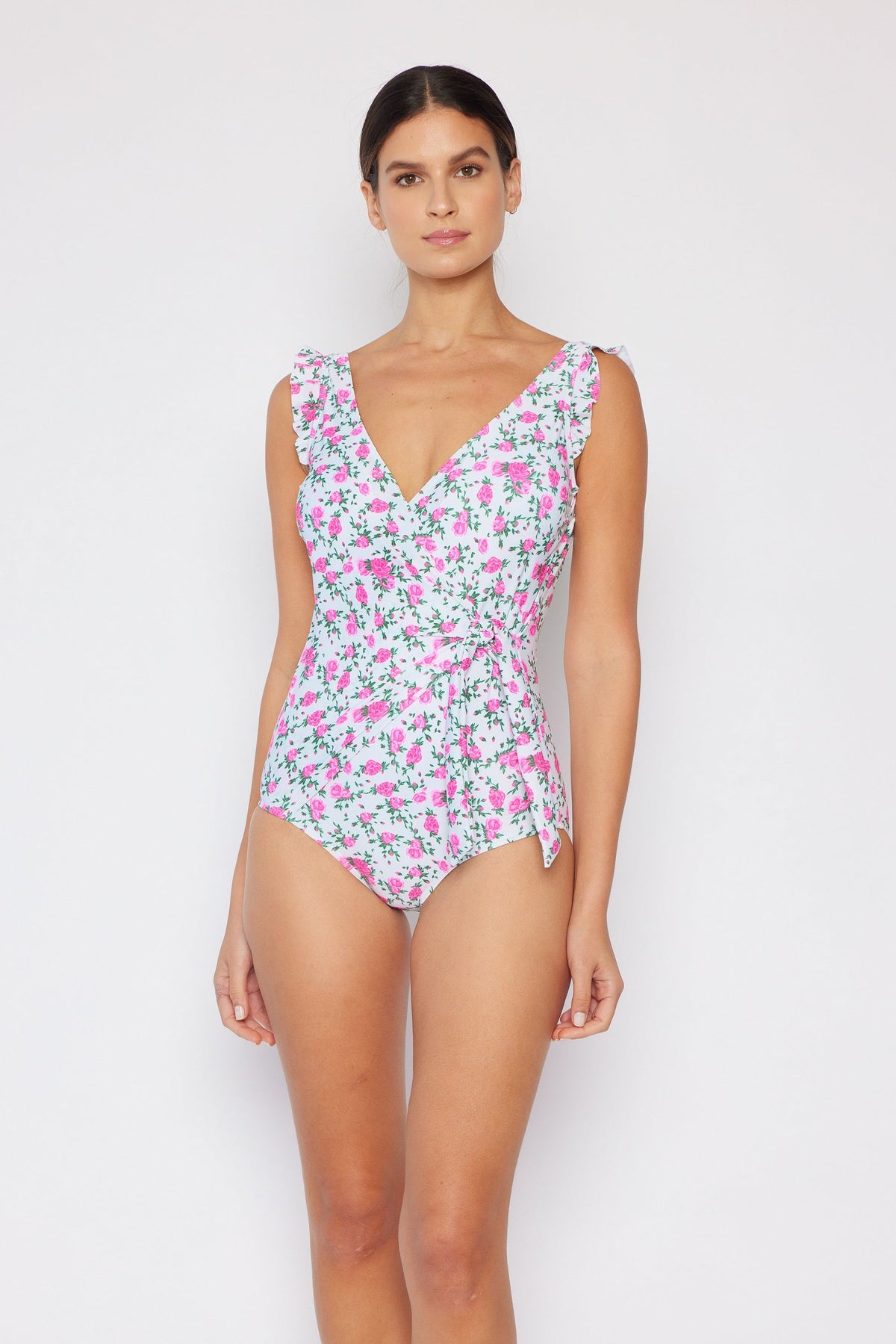 Women's One-Piece Swimsuit - Roses Off-White