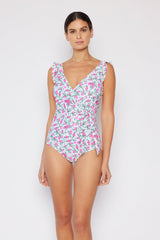 Women's One-Piece Swimsuit - Roses Off-White