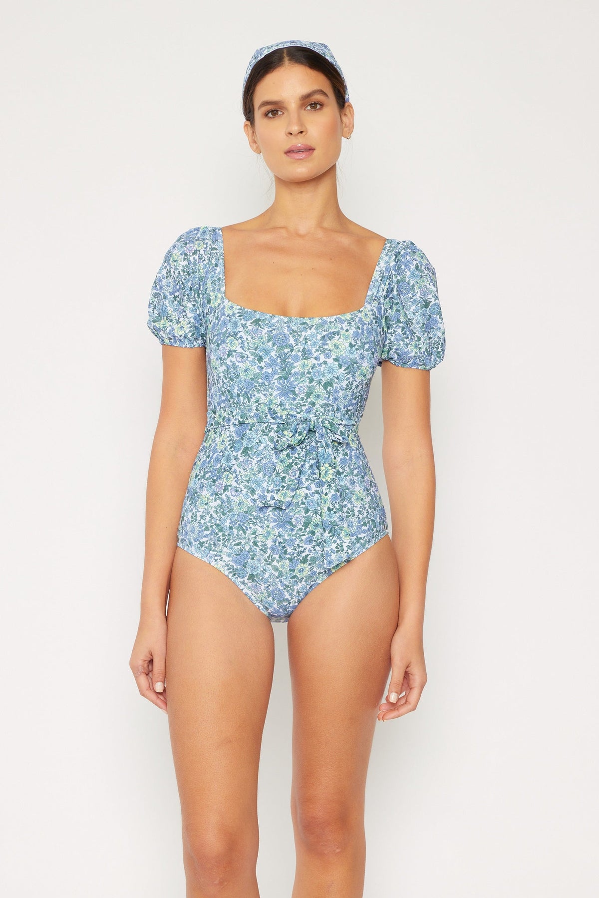 Women's Short Sleeve One-Piece Swimsuit - Small Flowers