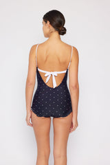 Women's One-Piece Swimsuit - Black/White Dot