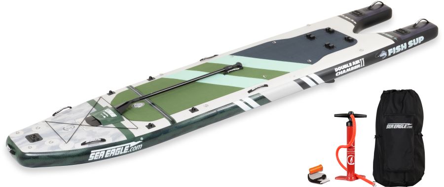 12 Foot Sea Eagle Boats | FS1210 FishSUP™ Inflatable Fishing Stand-Up Paddleboard - Watersnake Motor Package