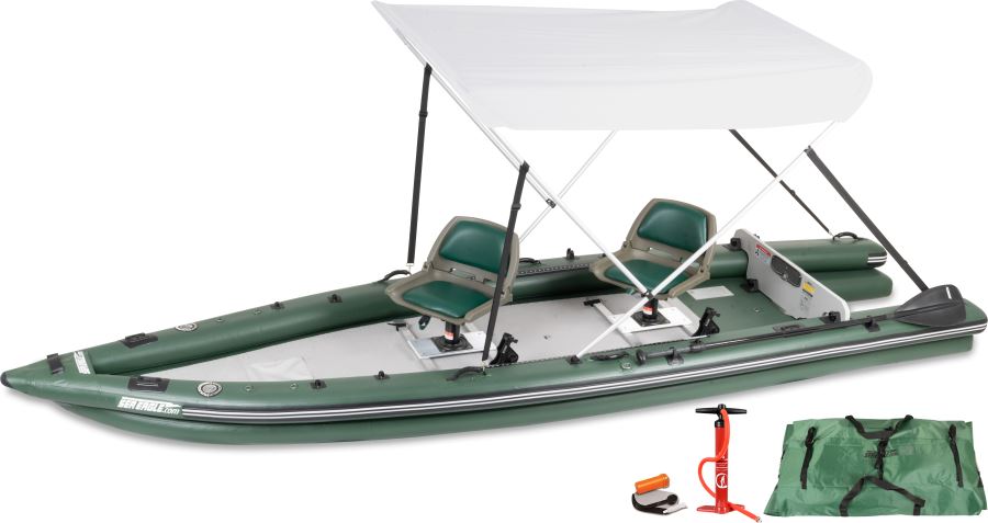 Sea Eagle Boats | FSK16 FishSkiff™ Inflatable Fishing Boat 2 Person Swivel Seat Canopy Package