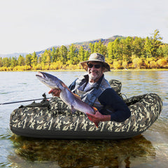 LuxuryLifeWay Inflatable Boat with Fish Ruler, Rod Holder, and Storage Pockets - Camouflage