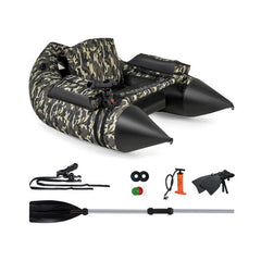 350 LBS Inflatable Fishing Float with Adjustable Backrest and Backpack Straps