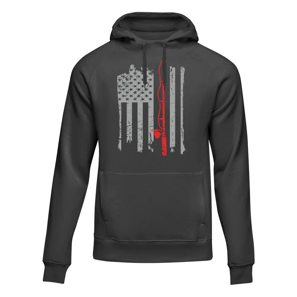 Outdoorzees Unisex Fishing Rod American Flag Hoodie