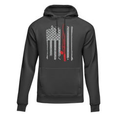 Outdoorzees Unisex Fishing Rod American Flag Hoodie