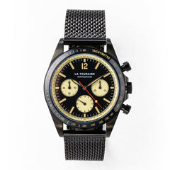La Touraine Watches Men's Heritage Racer Tachymeter Watch - Black Dial - 100m