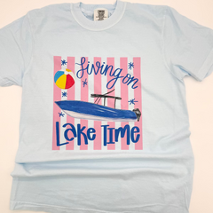 Unisex Adult's 'Living on Lake Time' T-Shirt