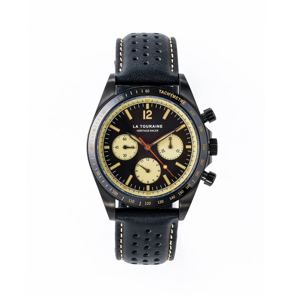 La Touraine Watches Men's Heritage Racer Tachymeter Watch - Black Dial - 100m