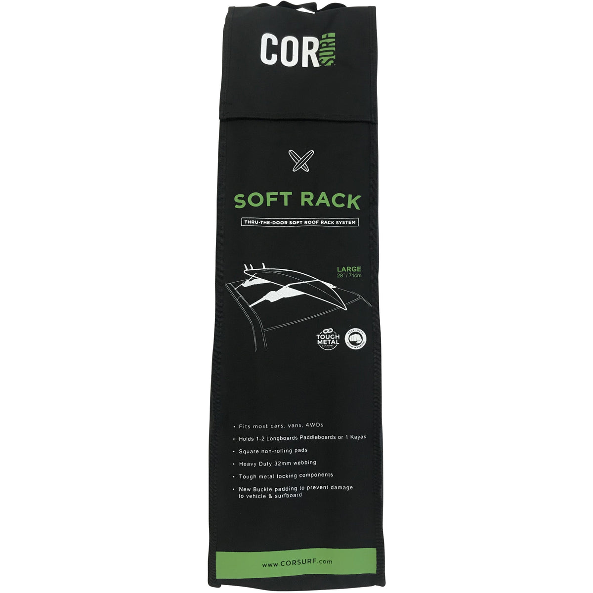 Soft Car Racks - Universal Fit Roof Rack for Surf, SUP, Canoe, or Kayak - 19" or 28"