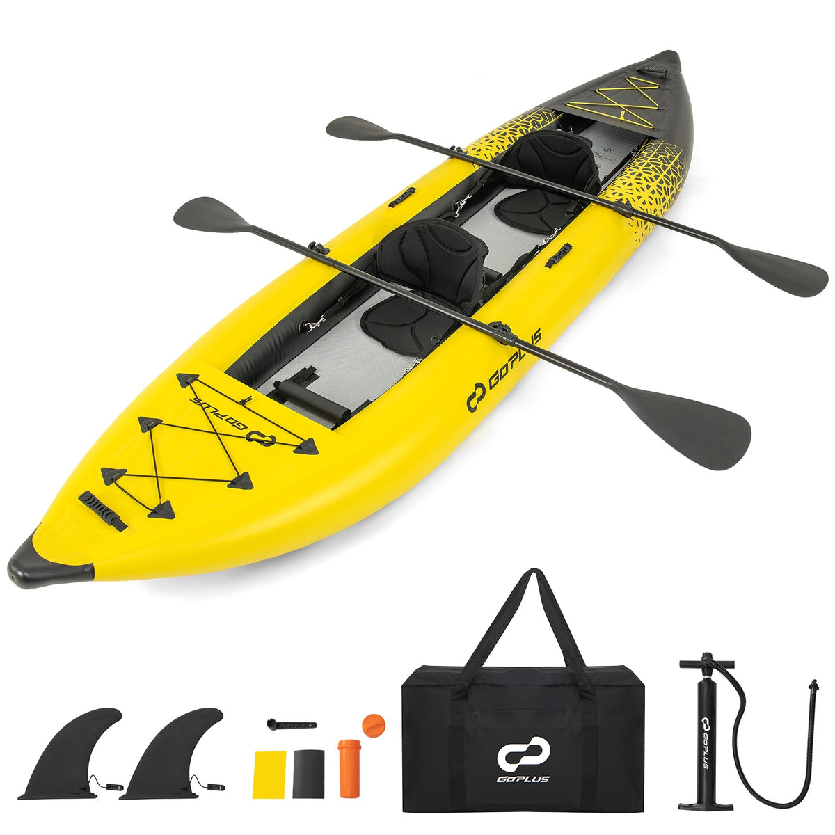 12.5 Foot Inflatable 2-Person Kayak Set with Aluminum Oars and Repair Kit