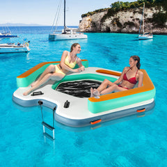 8.7 Foot Inflatable Floating Dock with Detachable Ladder and Mesh Swim Lounge