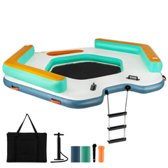 8.7 Foot Inflatable Floating Dock with Detachable Ladder and Mesh Swim Lounge