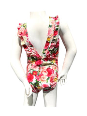Girl's One-Piece Swimsuit - Flower Bouquet White