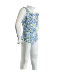 Girl's One-Piece Swimsuit - Small Flowers Blue