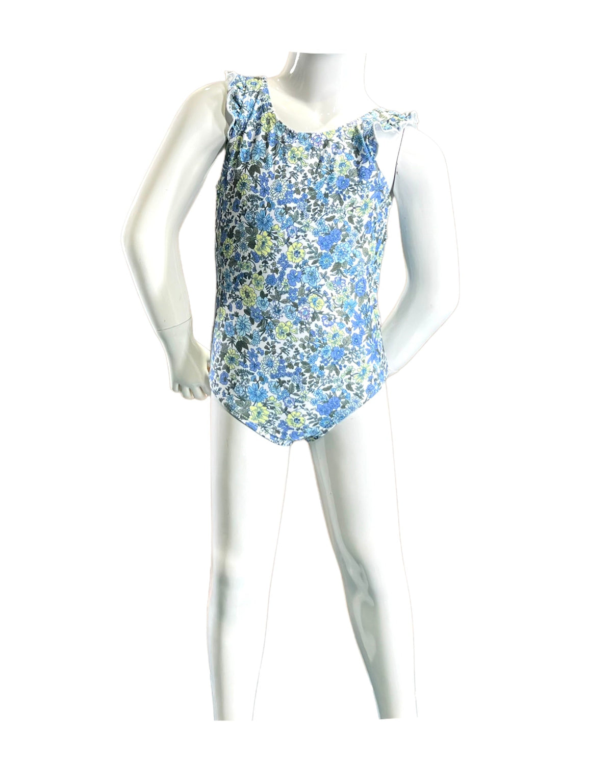 Girl's One-Piece Swimsuit - Small Flowers Blue