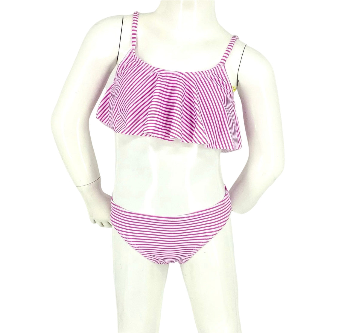 Girl's Two-Piece Bikini Swimsuit - Thin Pink Stripes