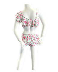 Girl's Two-Piece Bikini Swimsuit - Off-White/Roses