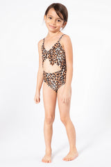 Girl's One-Piece Monokini Swimsuit - Cheetah